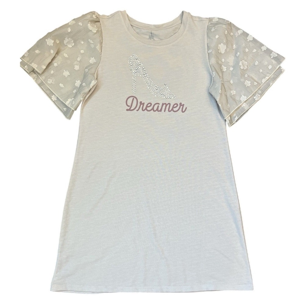 Disney Parks T-Shirt Dress Gray Cinderella Glass Slipper Rhinestone Women Large